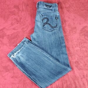 Rock and Republic low rise button fly studded straight leg jeans